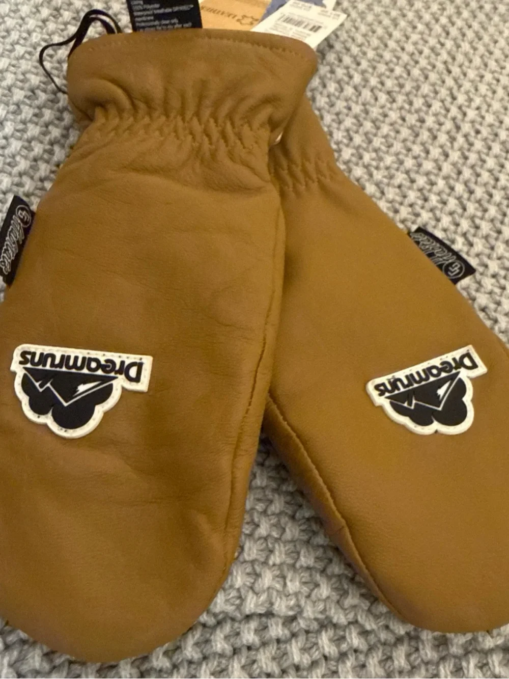 Brown Leather Mittens New size xsmall